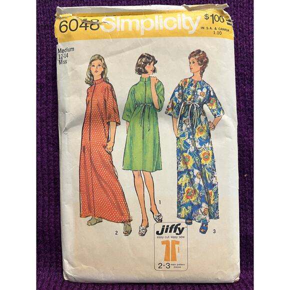 Simplicity 6048 Pattern house coat robe 1970s size 12 - Picture 1 of 5